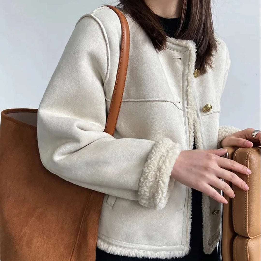 Women's button-up cozy winter coat