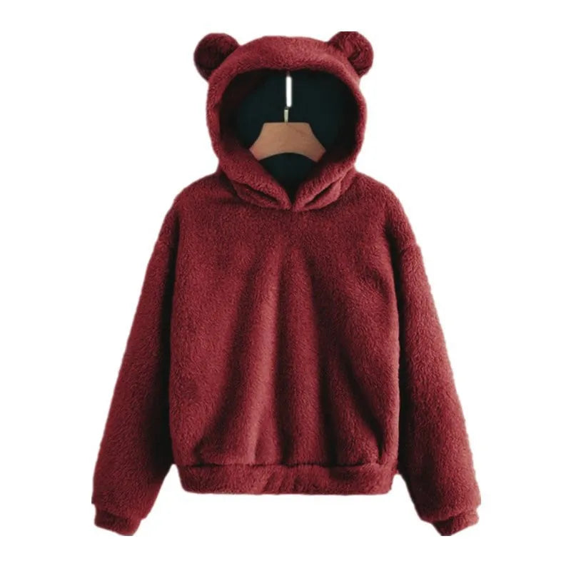 Women's stylish bear ear pullover hoodie