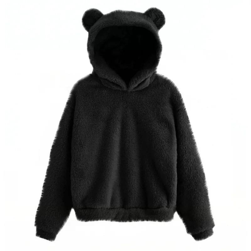 Women's stylish bear ear pullover hoodie