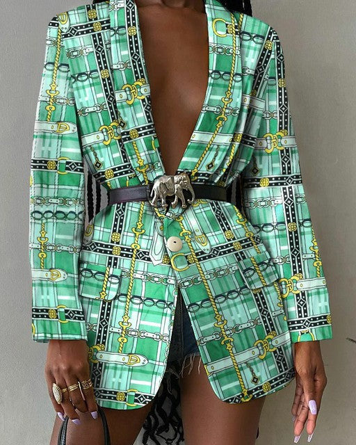 Women's elegant blazer with colorful patterns