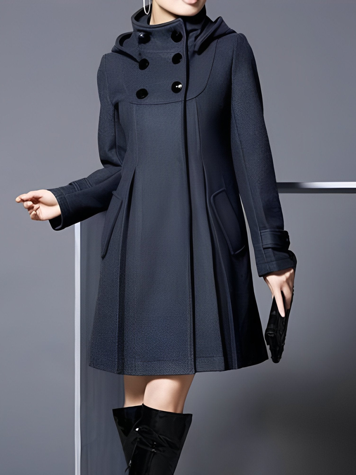 Women's elegant longline coat with button detail