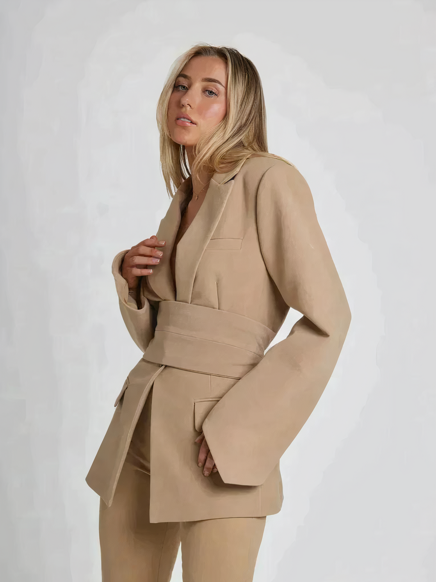 Women's high-end lace-up two-piece suit