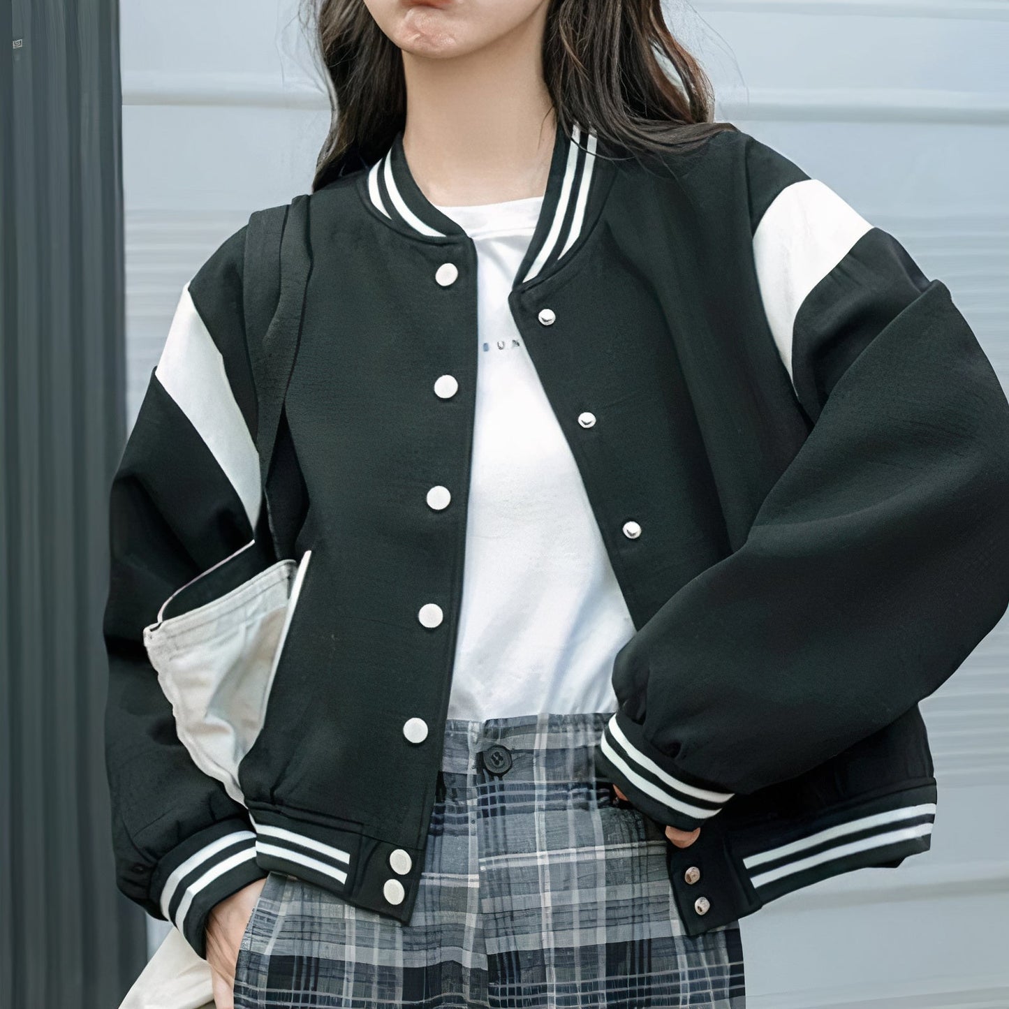 Women's loose short windbreaker bomber jacket