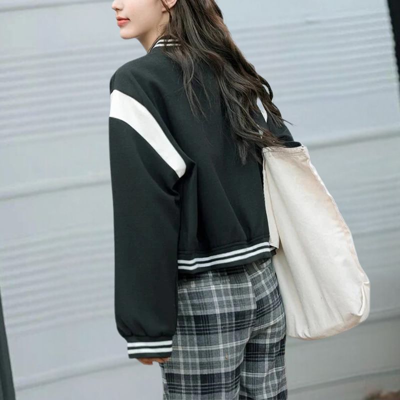 Women's loose short windbreaker bomber jacket