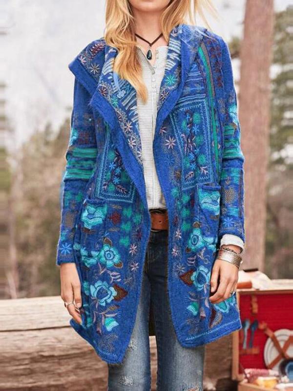 Women's printed casual long-sleeved jacket