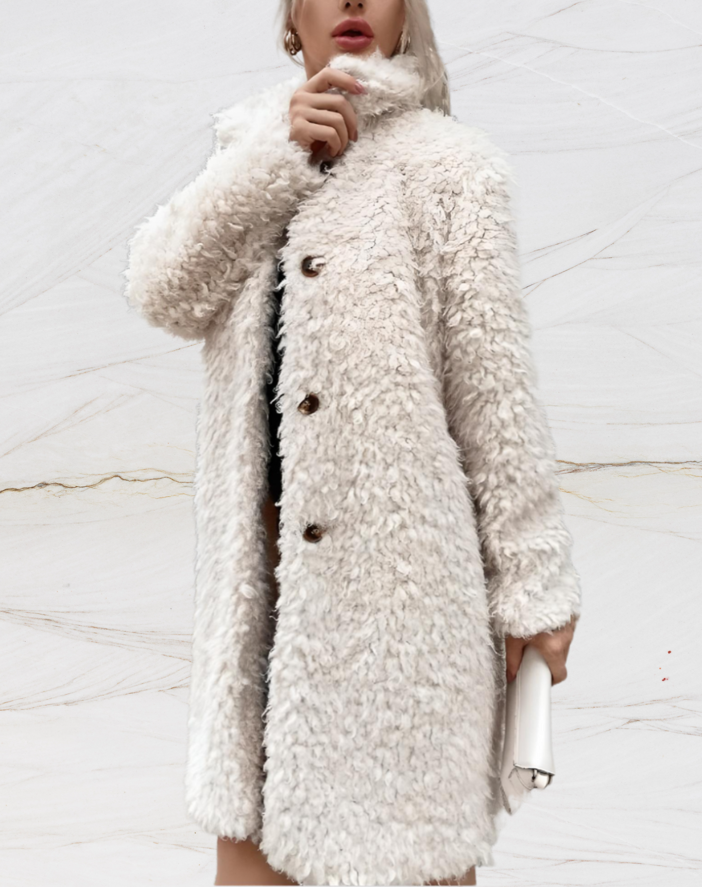 Long fluffy winter coat for women