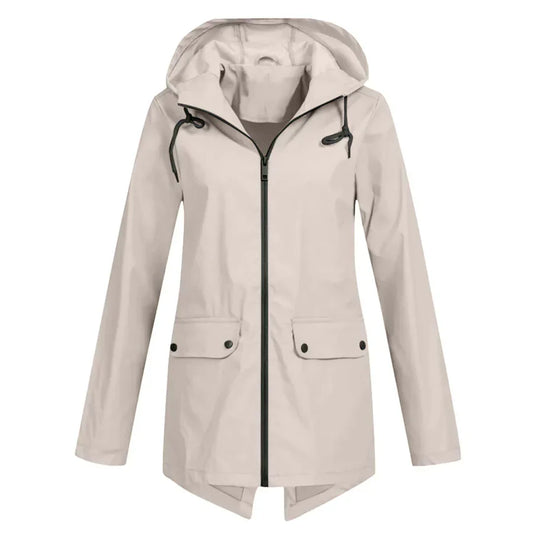 Waterproof Hooded Zip-Up Front Pocket Coat