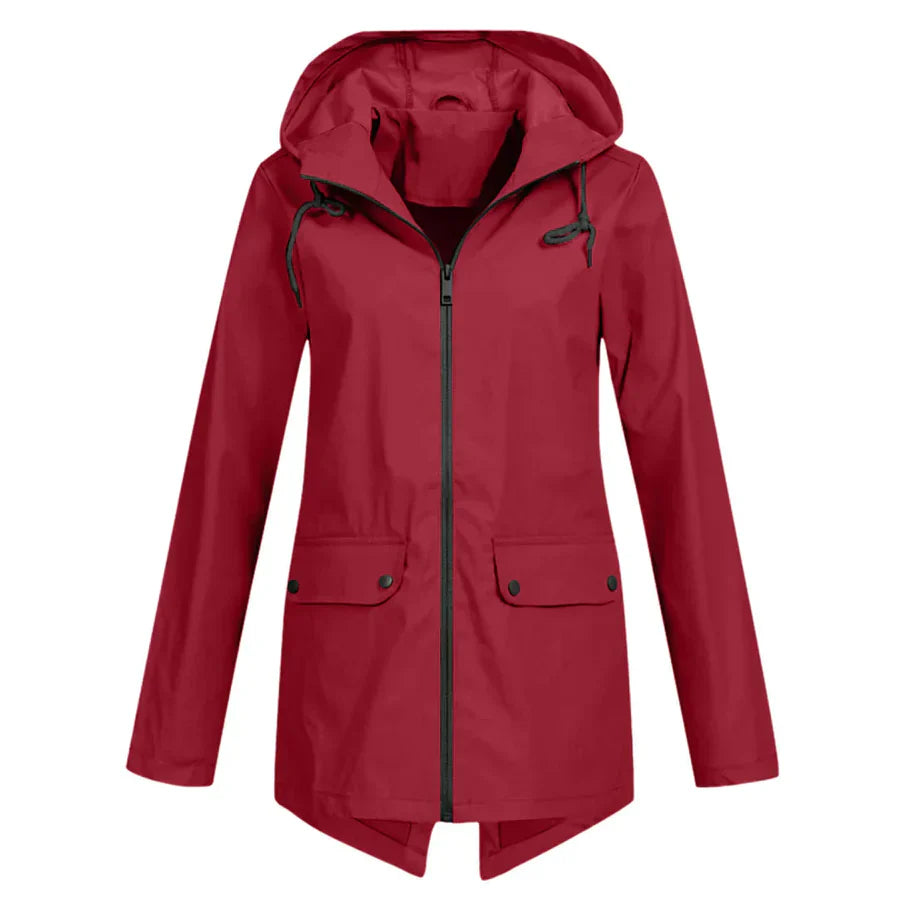 Waterproof Hooded Zip-Up Front Pocket Coat