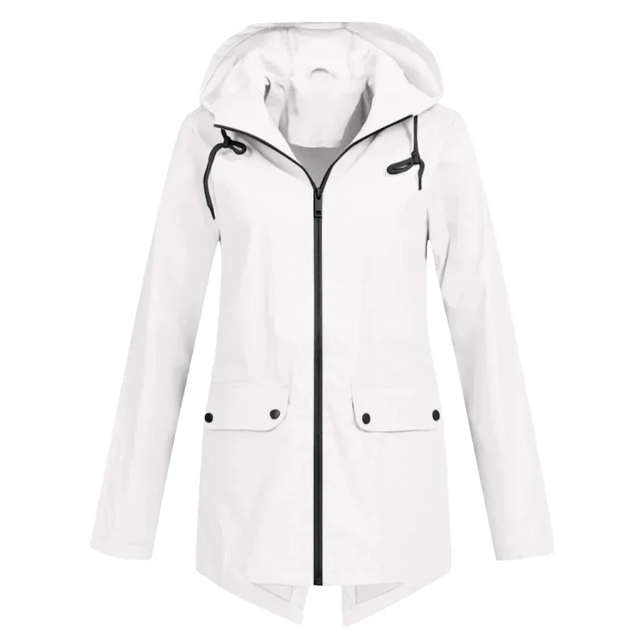 Waterproof Hooded Zip-Up Front Pocket Coat
