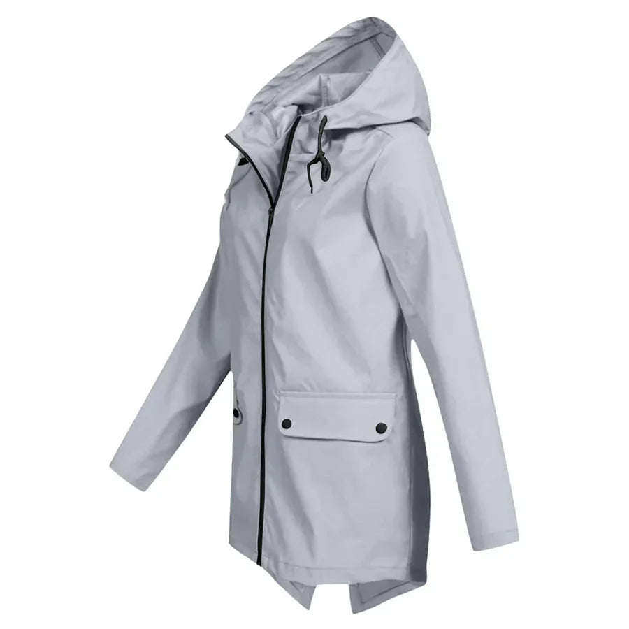 Waterproof Hooded Zip-Up Front Pocket Coat
