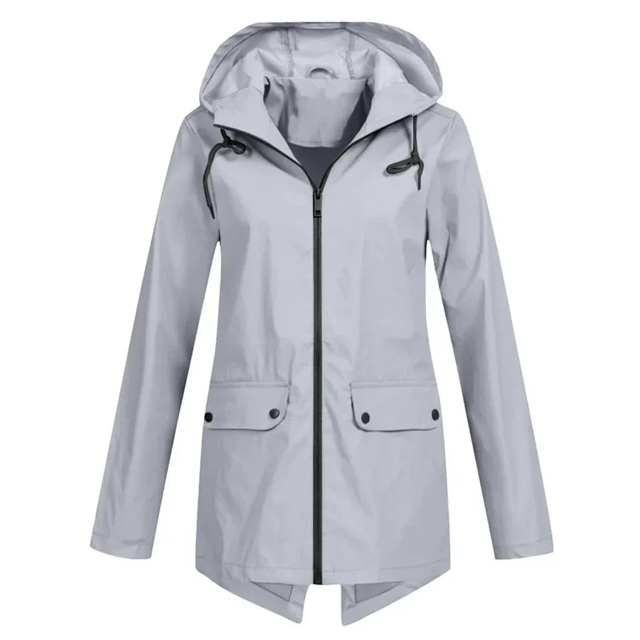 Waterproof Hooded Zip-Up Front Pocket Coat