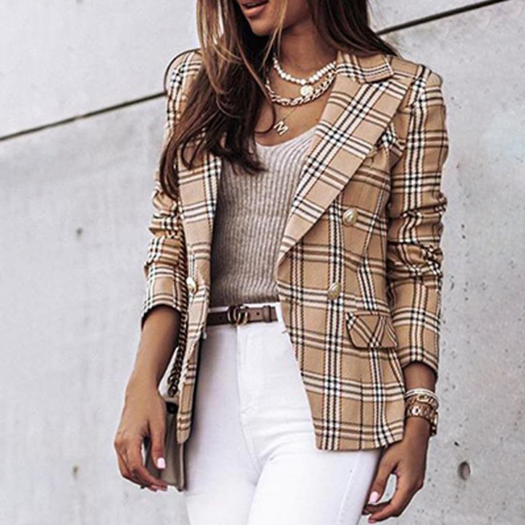 Women's casual checked blazer