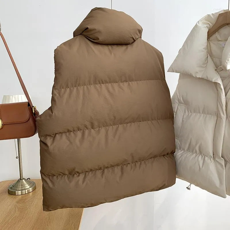 Women's Puffer Vest - Quilted Insulated - Funnel Collar - Zip Closure - Lightweight Layer