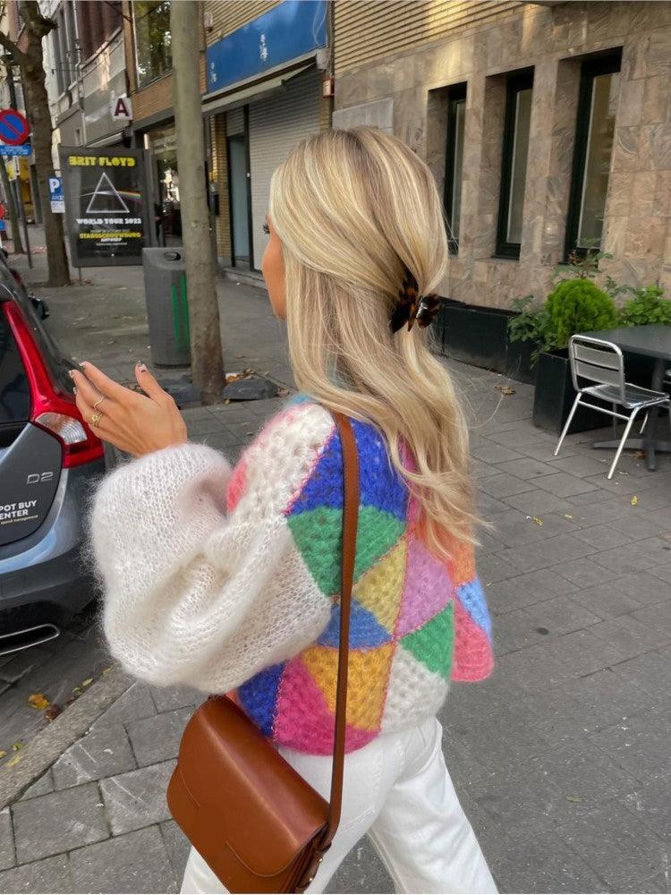 Women's rainbow sweater coat