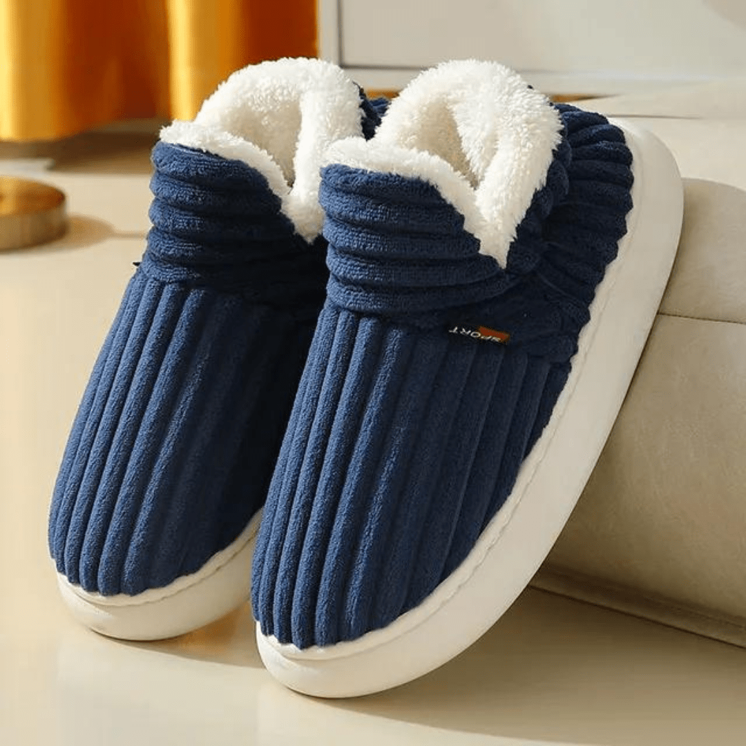 Women's winter furry slippers with thick soles