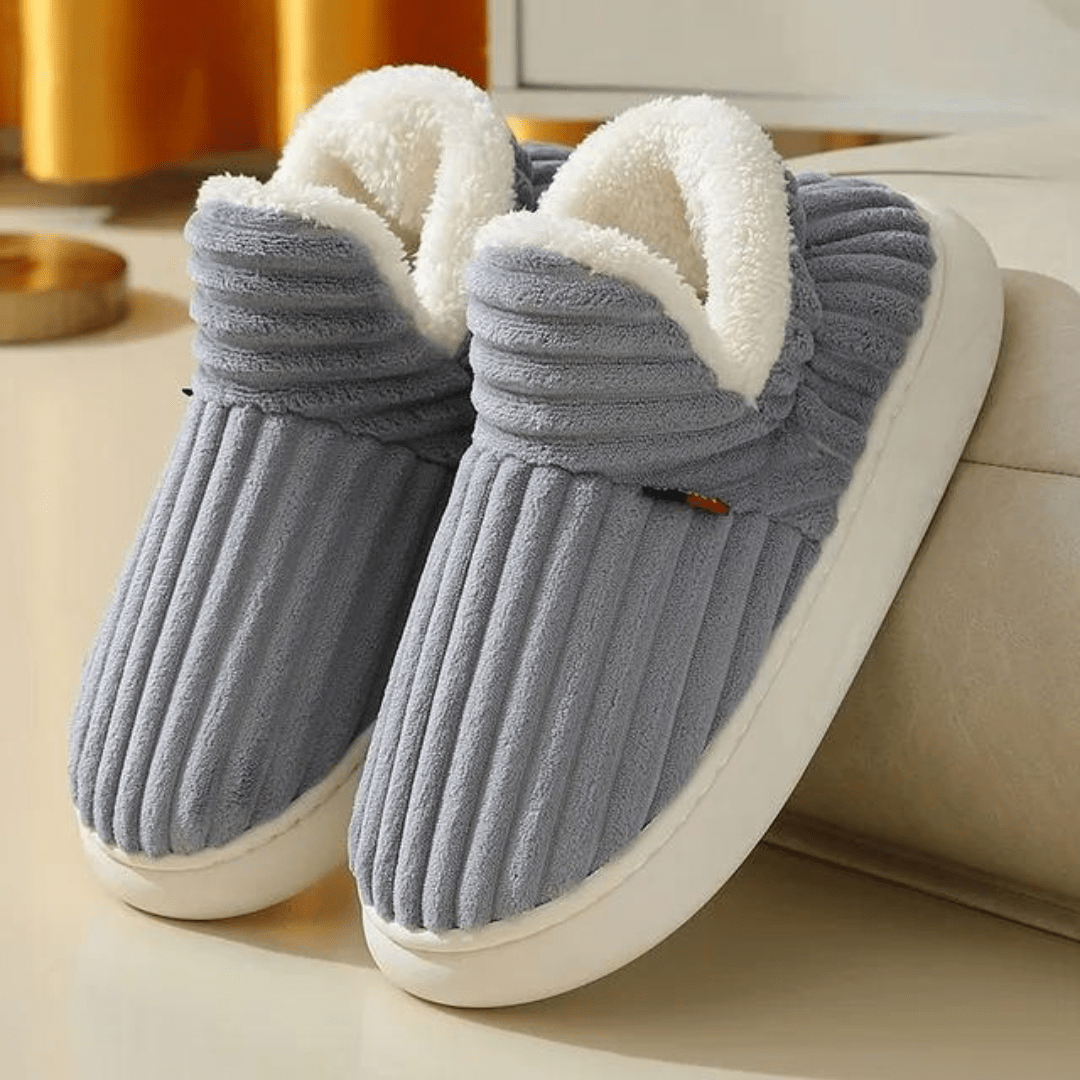 Women's winter furry slippers with thick soles