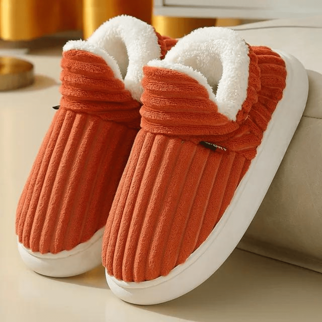 Women's winter furry slippers with thick soles