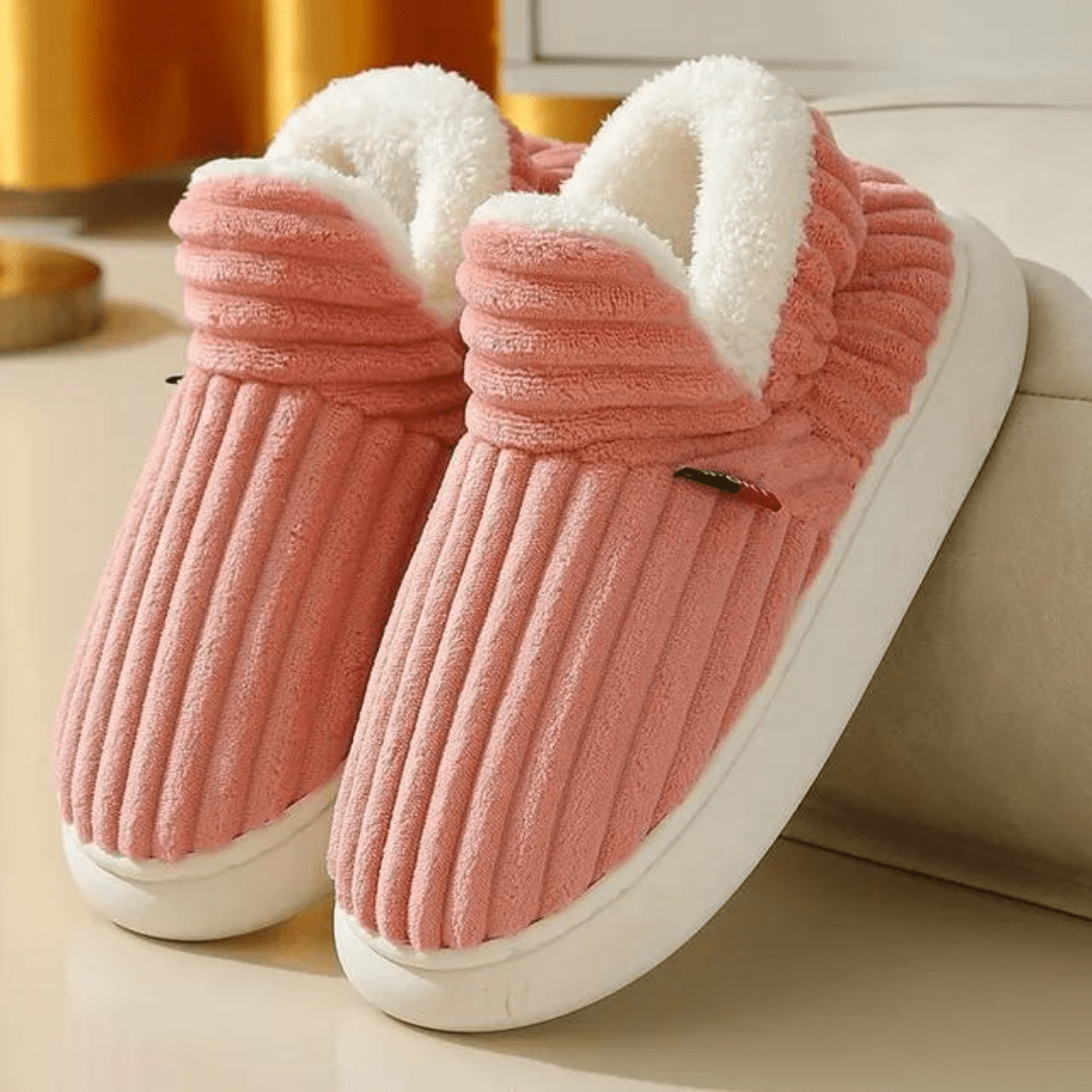 Women's winter furry slippers with thick soles