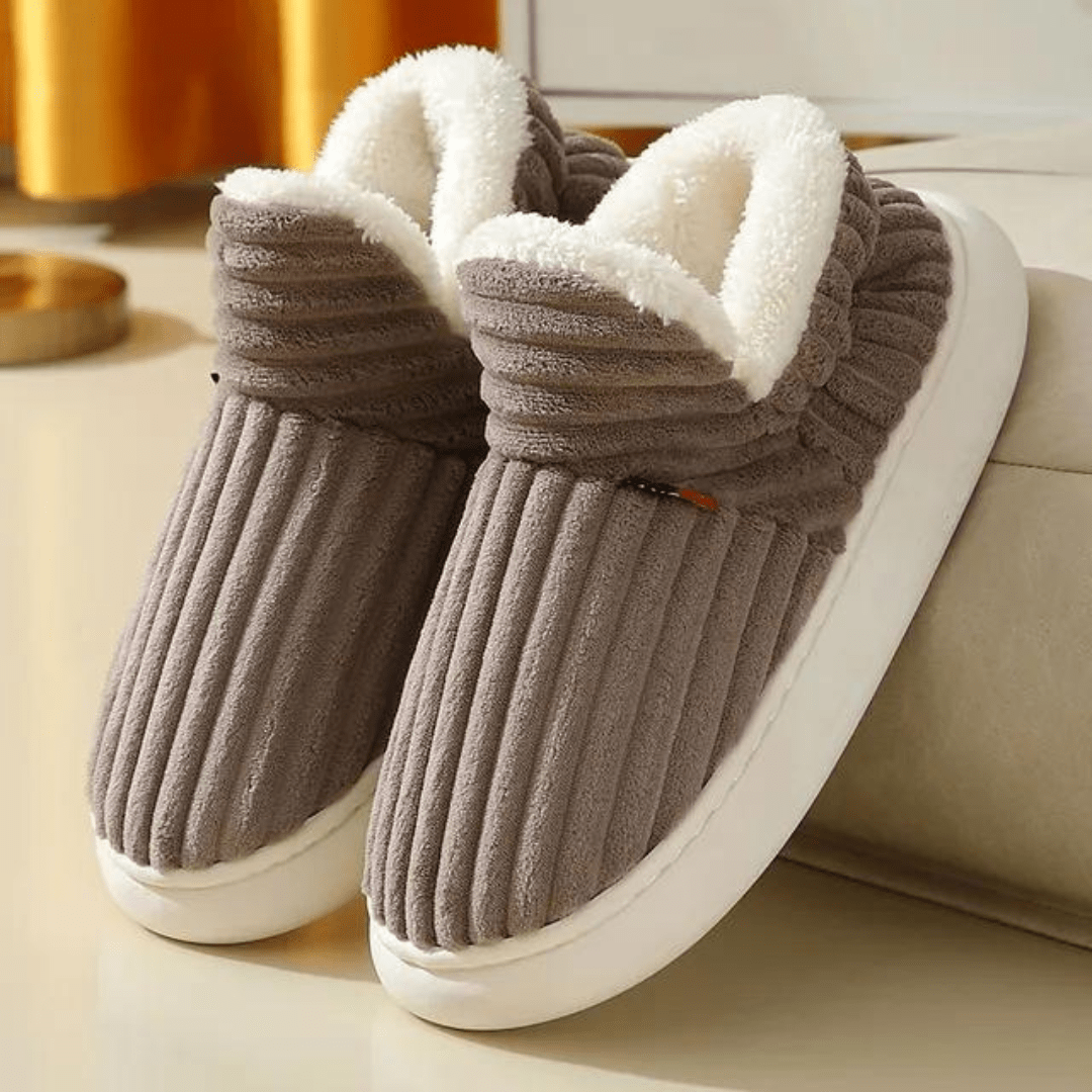 Women's winter furry slippers with thick soles