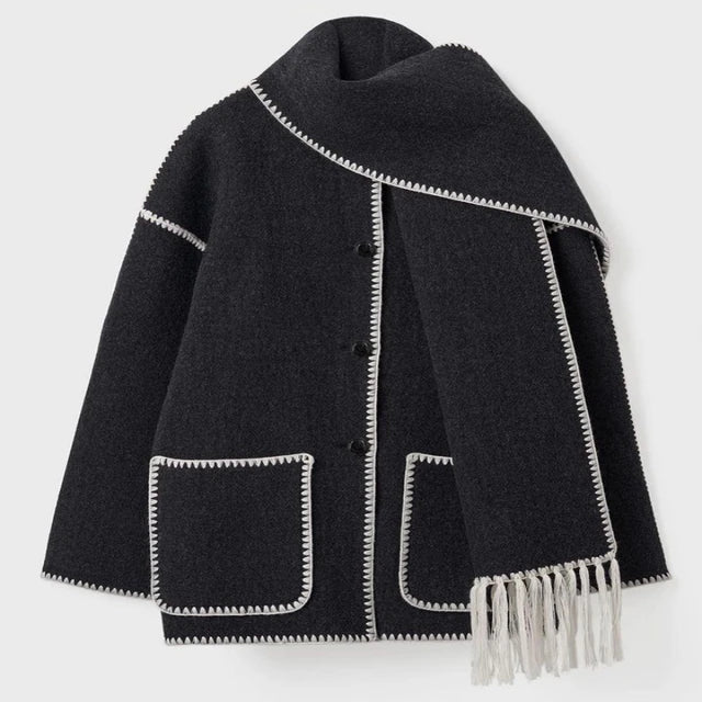 Ilana - thickened loose strap scarf tassel jacket