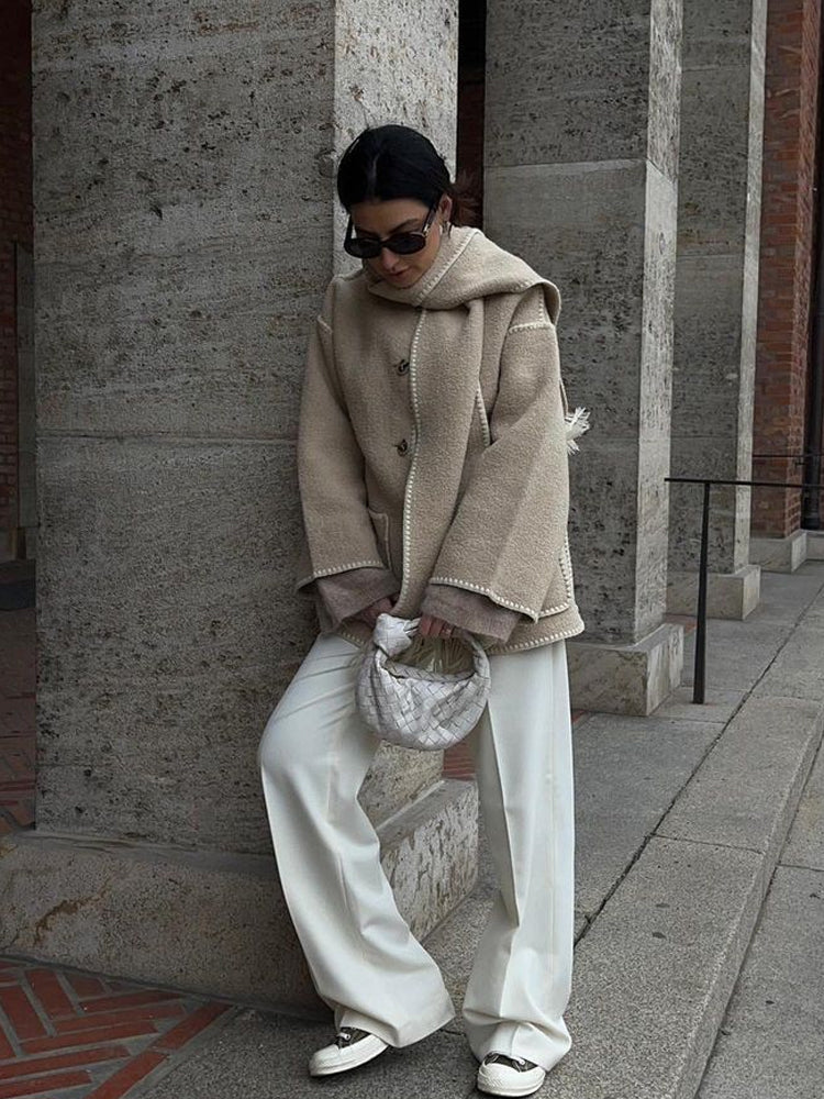 Ilana - thickened loose strap scarf tassel jacket