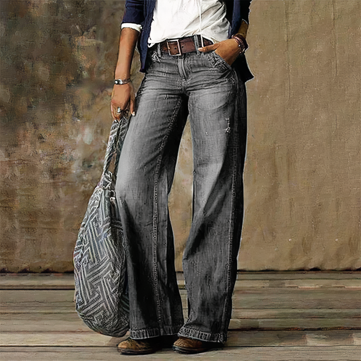 Women's comfortable high waist denim jeans