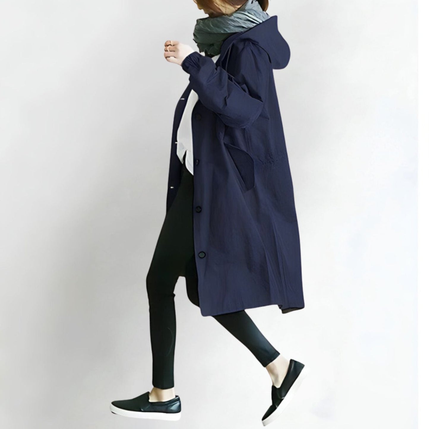 Women's autumn casual long windbreaker jacket
