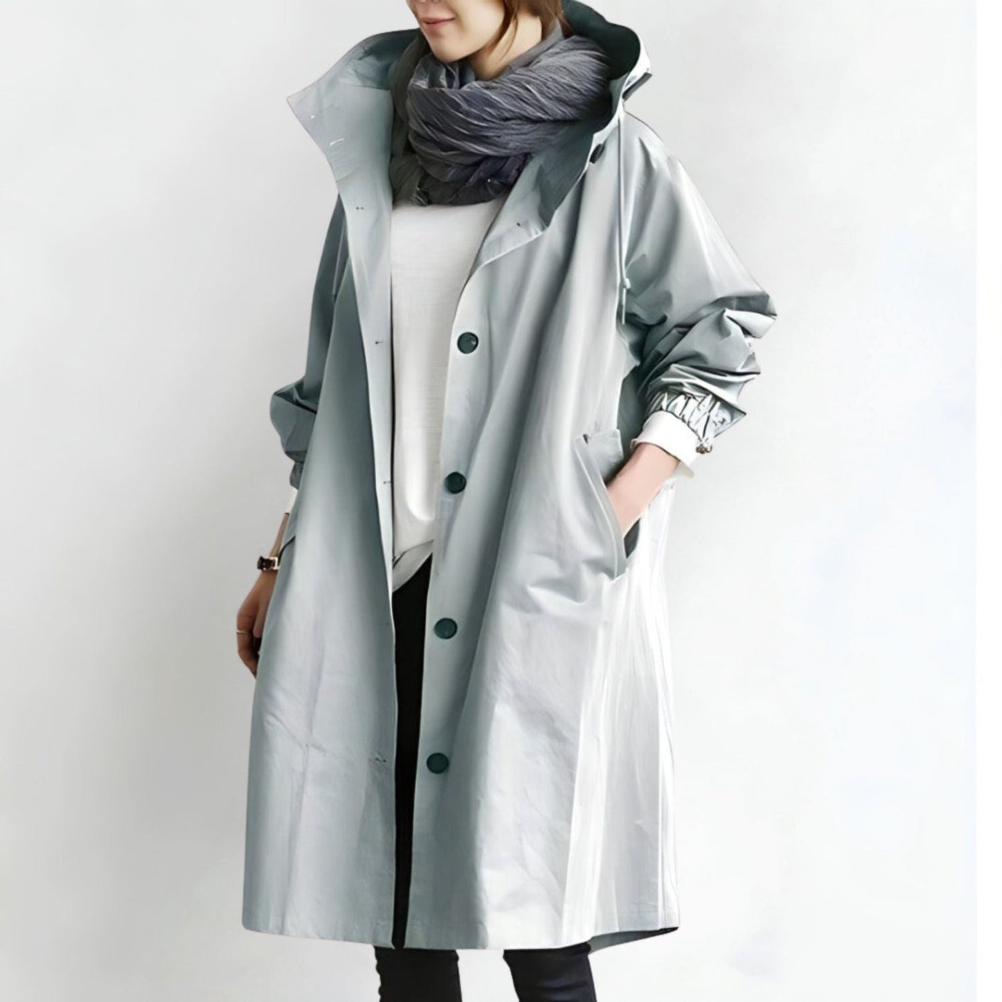 Women's autumn casual long windbreaker jacket