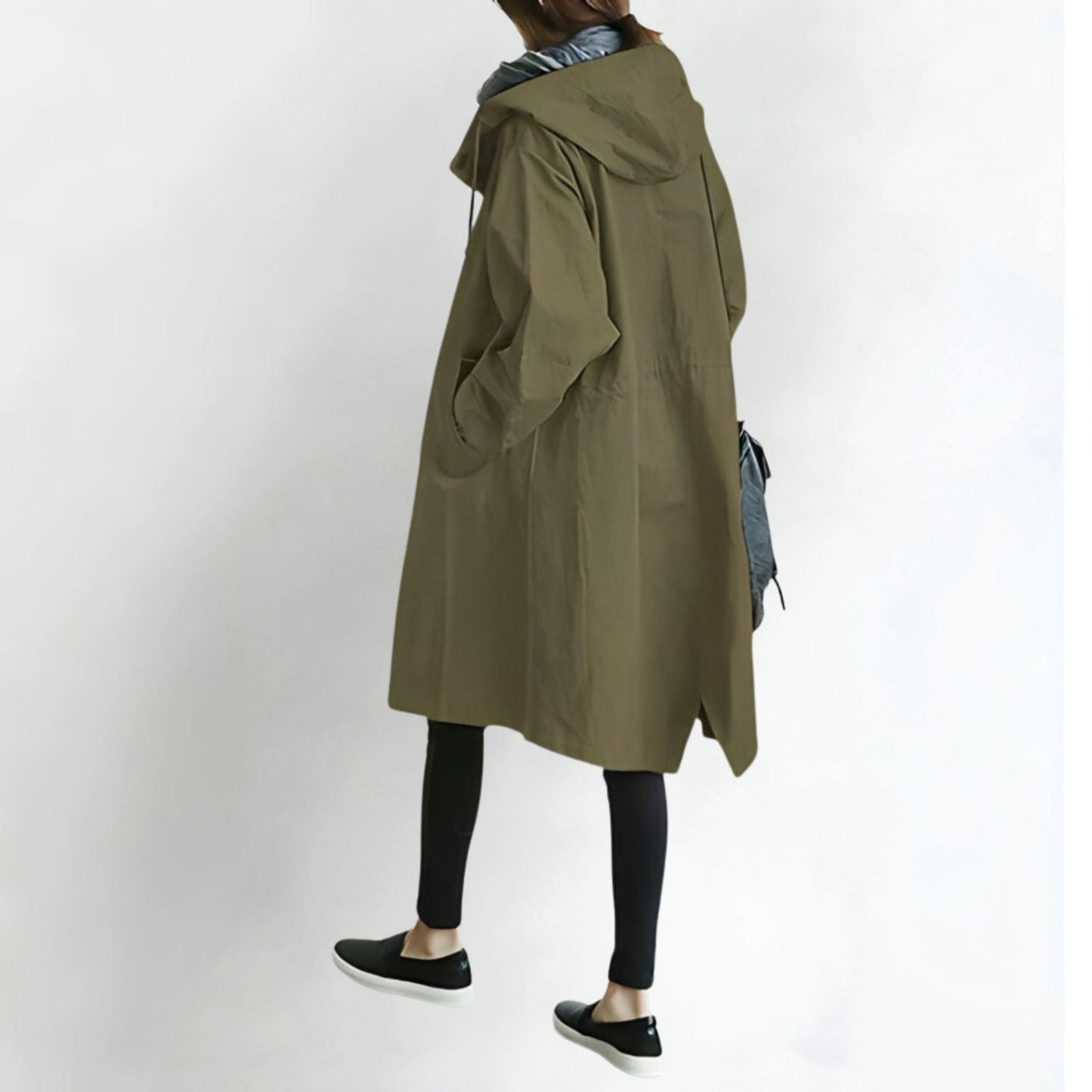 Women's autumn casual long windbreaker jacket