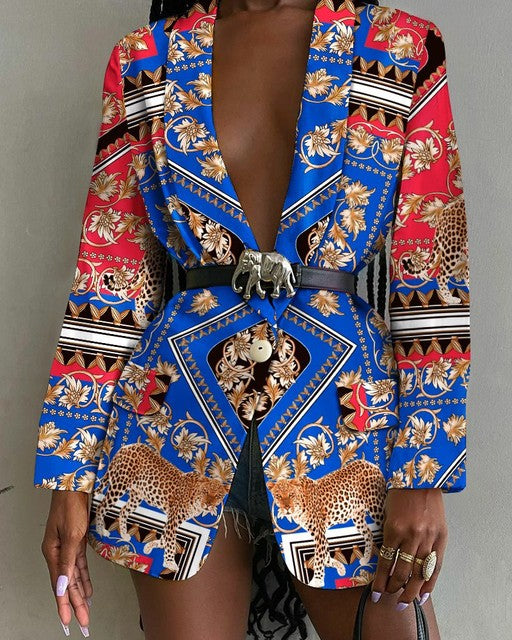 Women's elegant blazer with colorful patterns