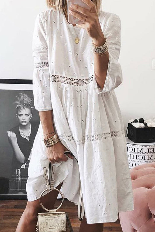 Embroidered Eyelet Lace Shift Dress
