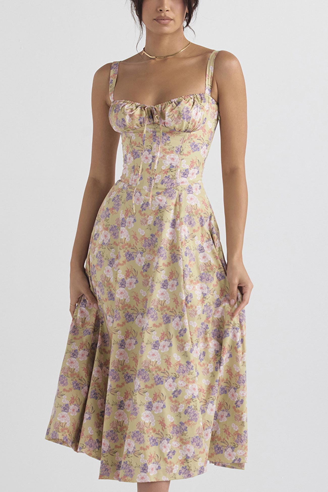 Women's Midi Dress - Fitted Bodice - Slit Skirt - Elegant Sleeveless Formal Wear