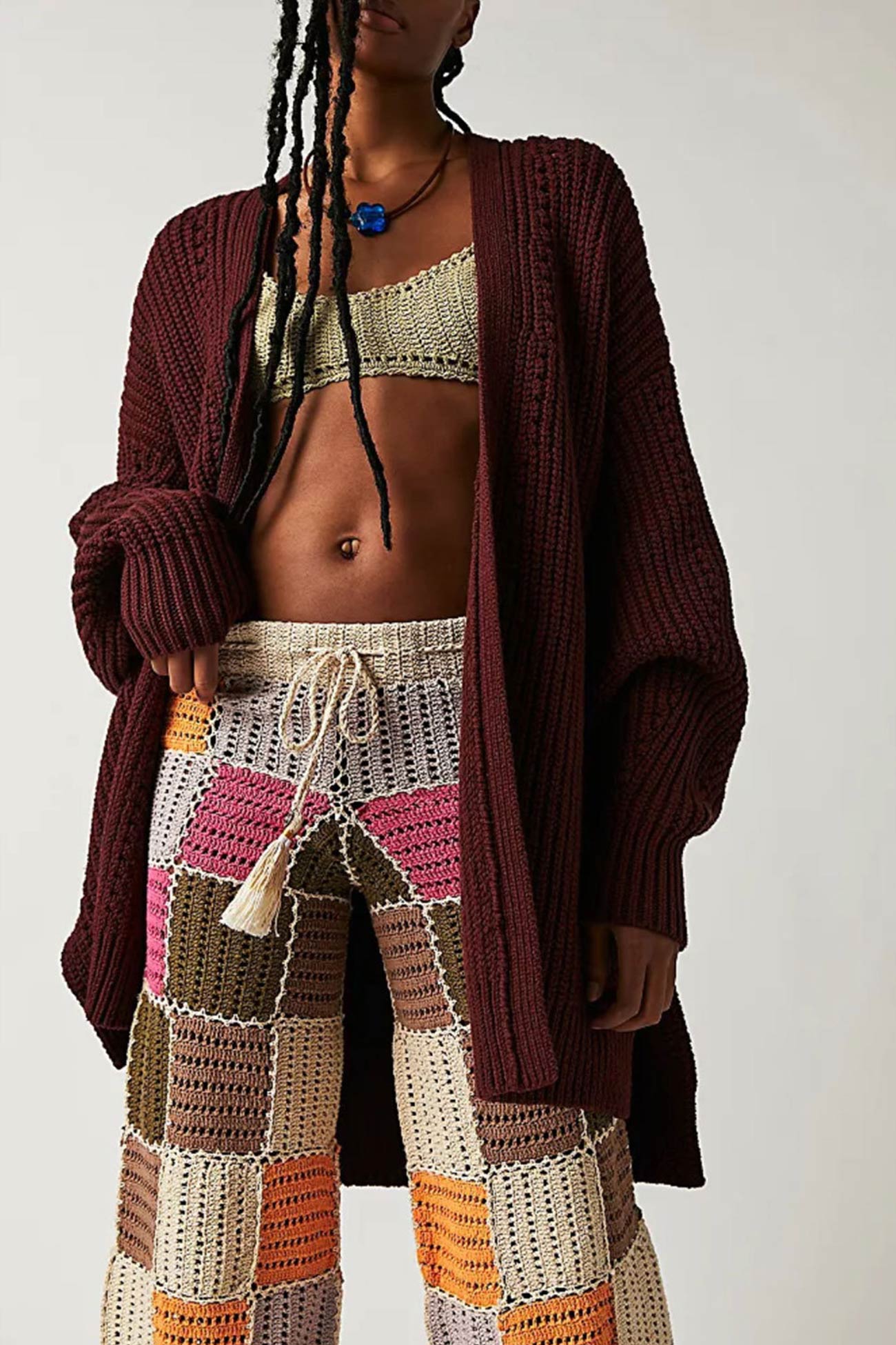 Women's lantern sleeve open front side slit cardigan