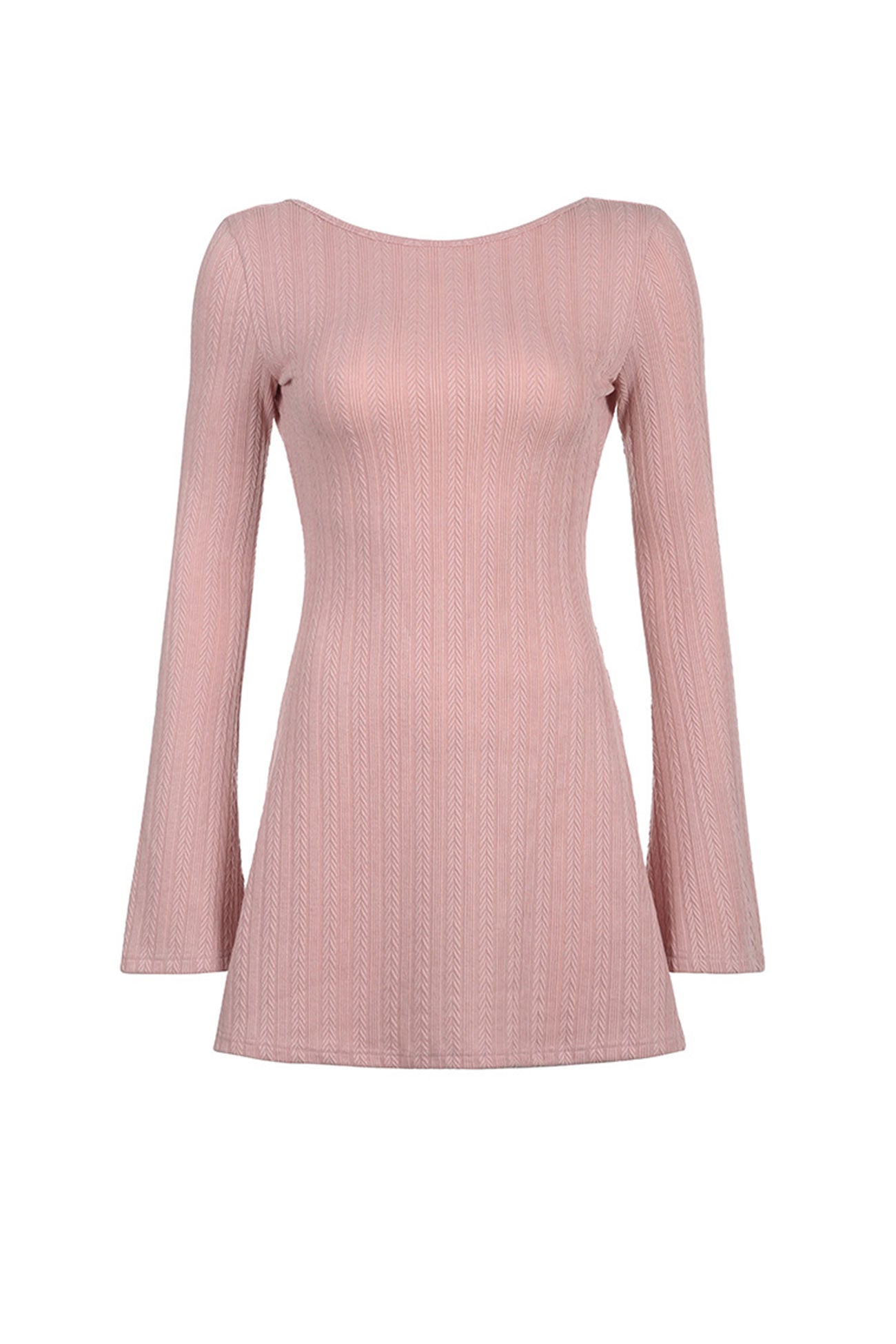 Women’s Sweater Dress - Cable Knit - Mini Length - Flared Sleeve - Fitted Silhouette