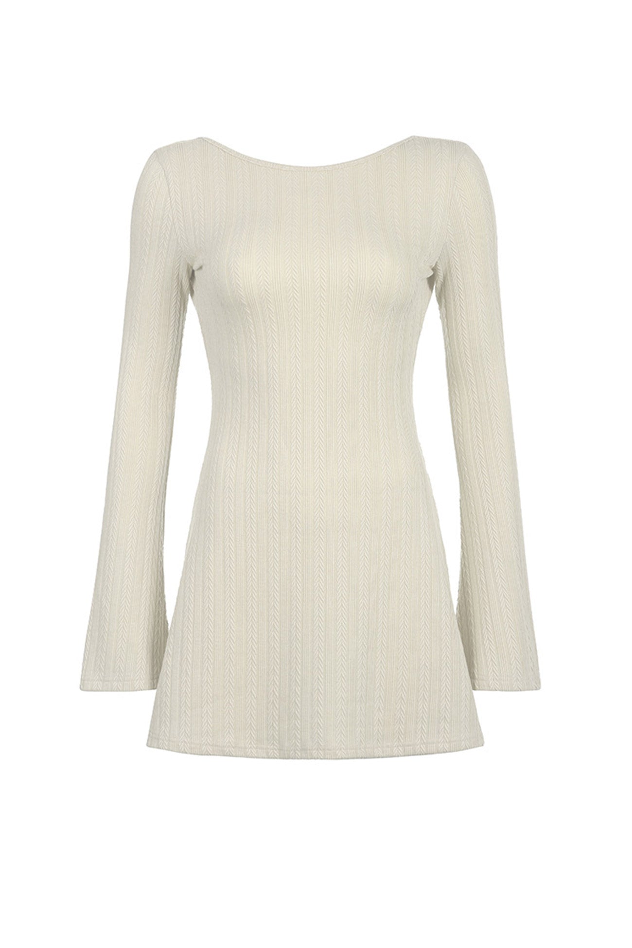 Women’s Sweater Dress - Cable Knit - Mini Length - Flared Sleeve - Fitted Silhouette