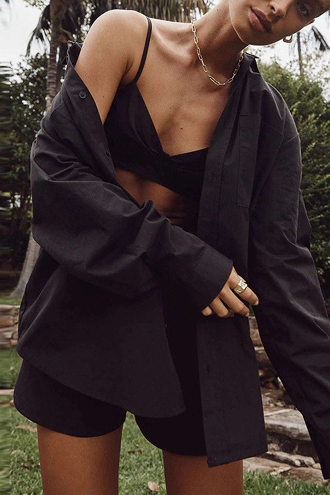 Freyda - long sleeve shirt vest three-piece shorts set