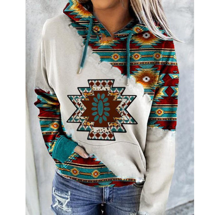 Women's ethnic style printed sweatshirts
