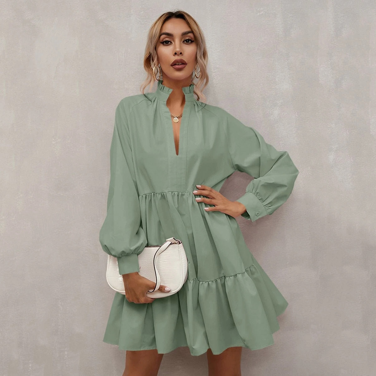 Ruffled Hem A-Line Loose Fit Dress