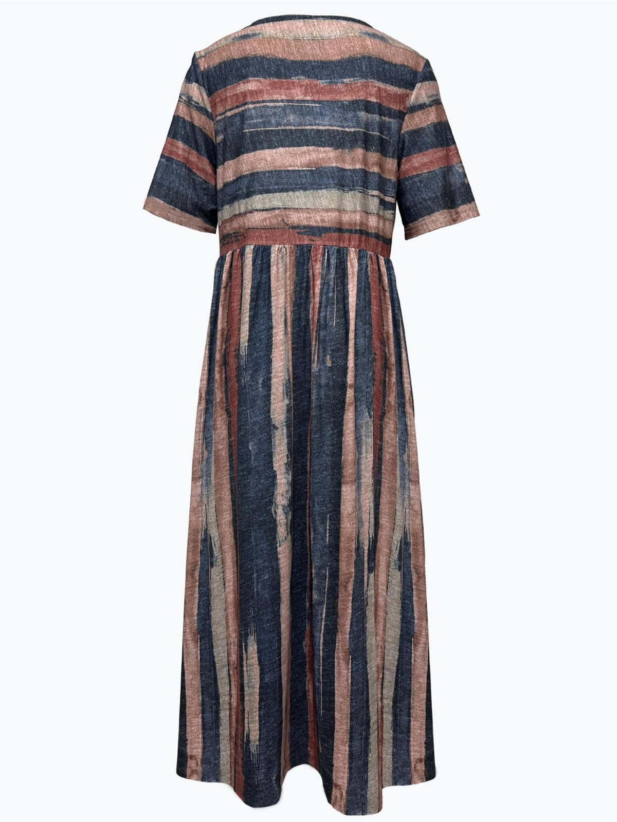 Striped Fit-and-Flare Button Front Midi Dress