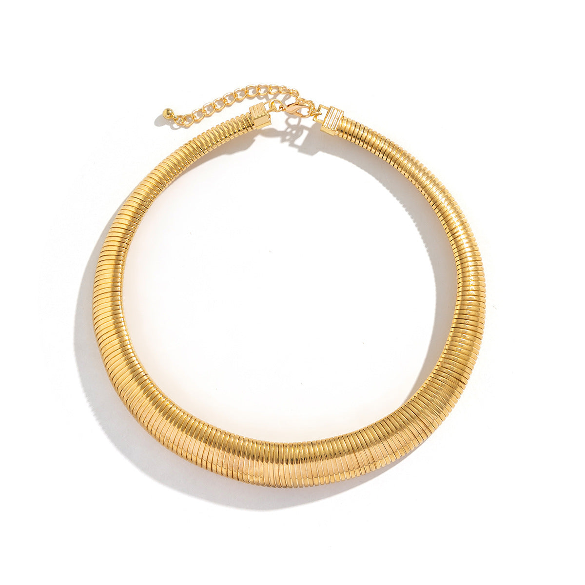 Ribbed Metal Collar Statement Necklace