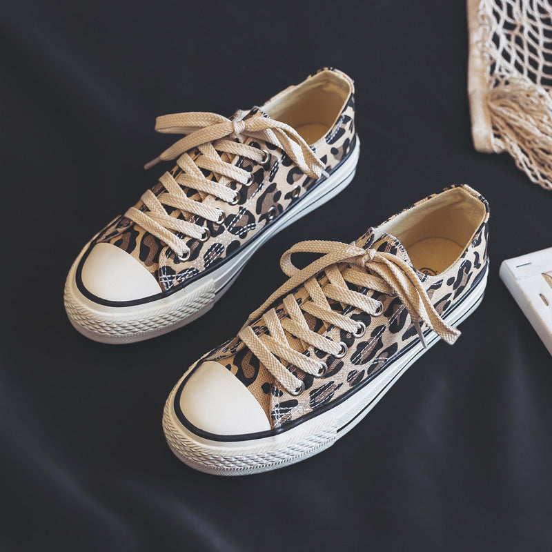 Unisex High-Top Sneakers - Canvas Lace-Up - Rubber Sole - Animal Print Casual Wear
