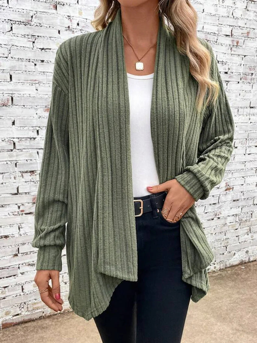Women’s open-front ribbed cardigan