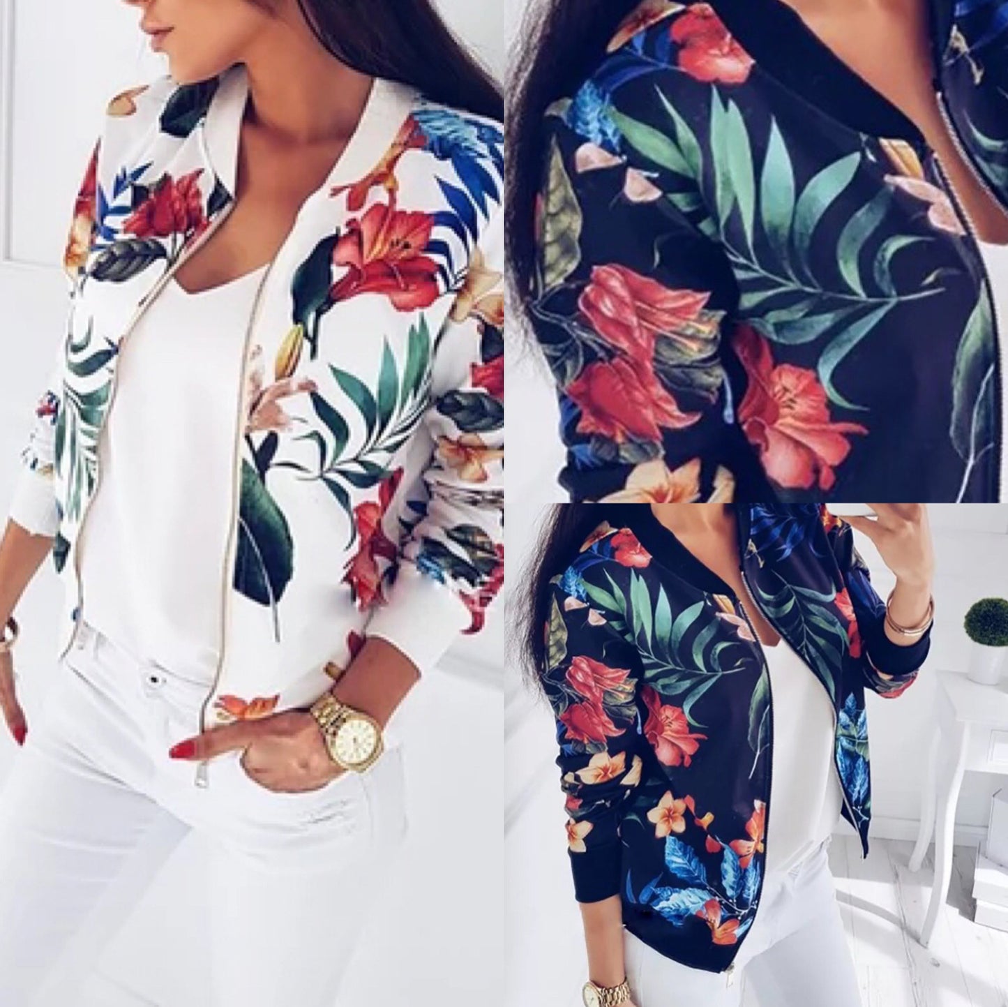 Telida - Print long sleeve bomber jacket for women