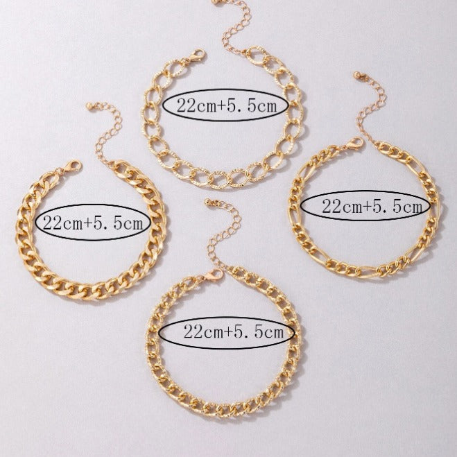 Layered Chain Adjustable Anklet Set