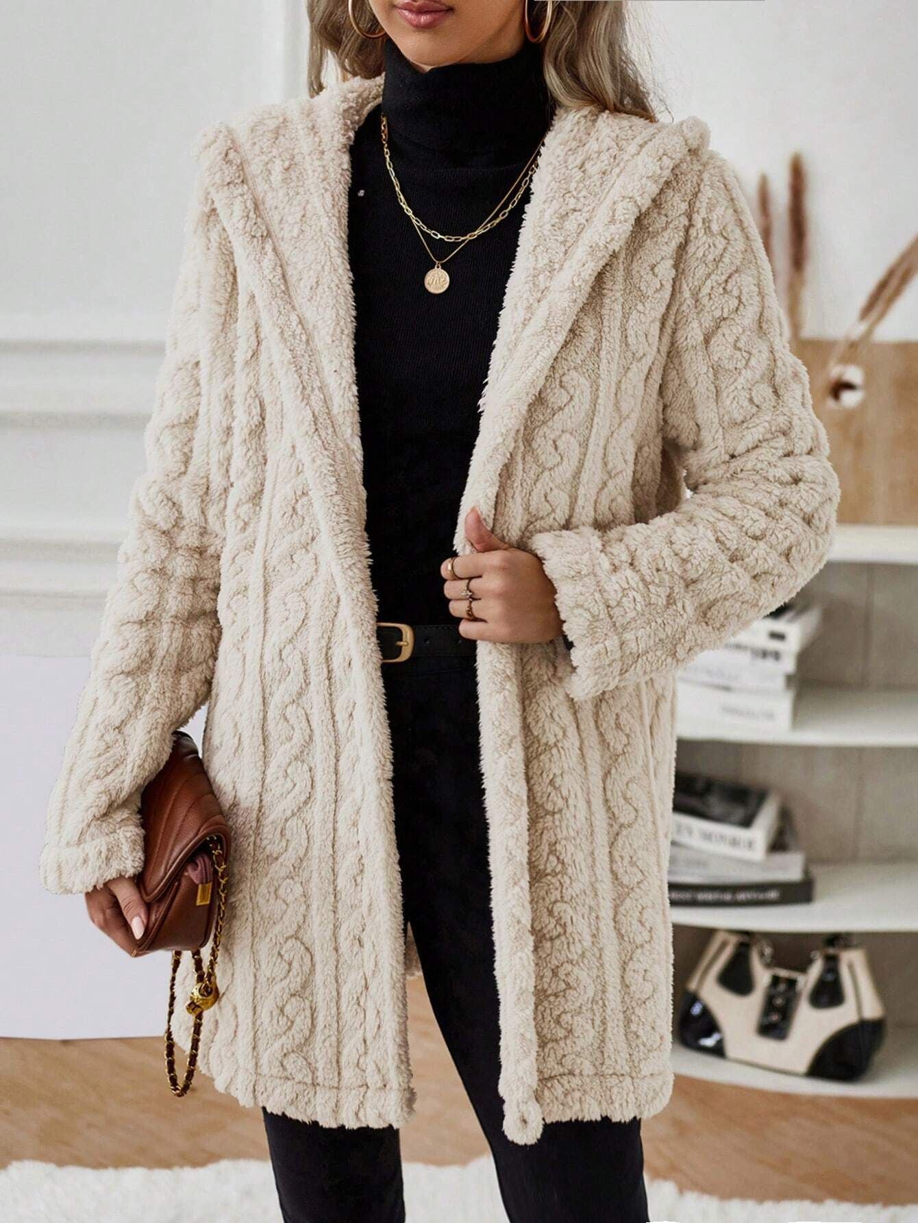 Women’s long-sleeved hooded twisted jacket for autumn/winter