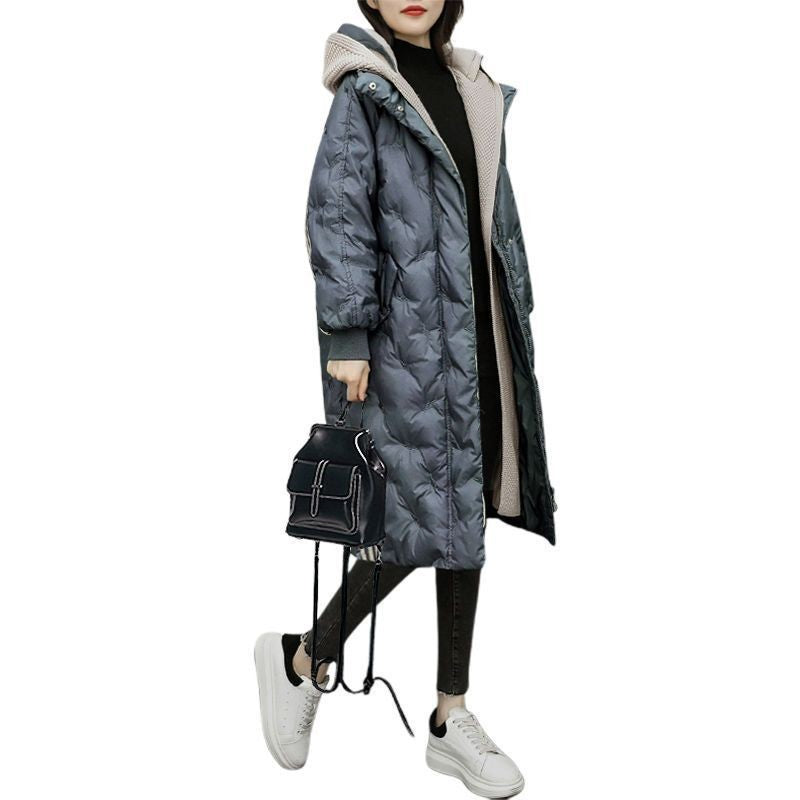Women's long padded hooded winter jacket