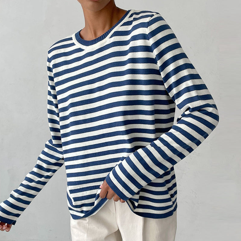 Women's round neck striped sweater