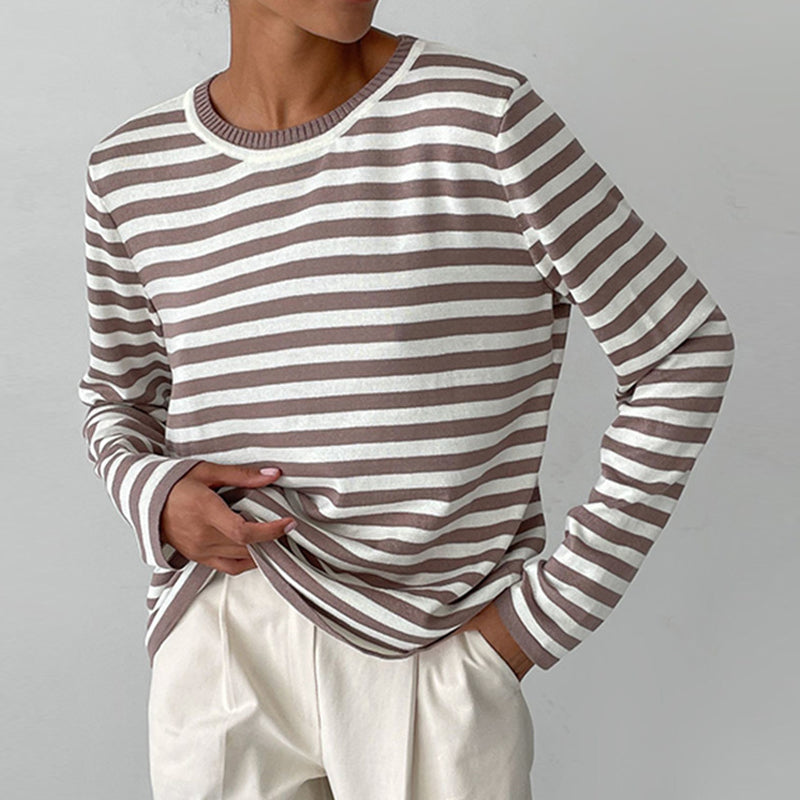 Women's round neck striped sweater