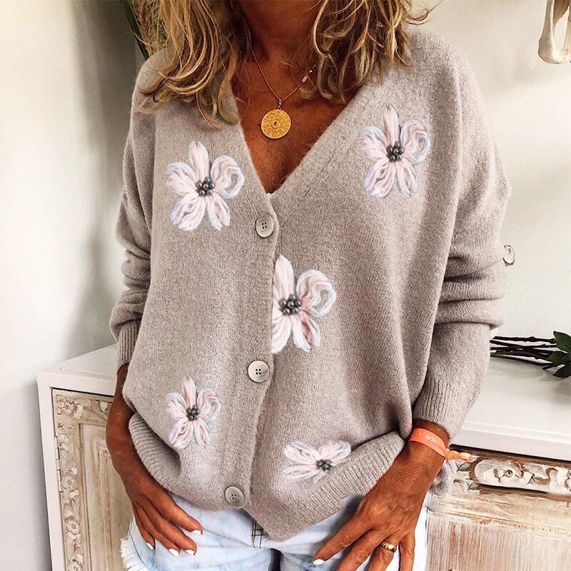 Marlena - long-sleeved cardigan floral sweater