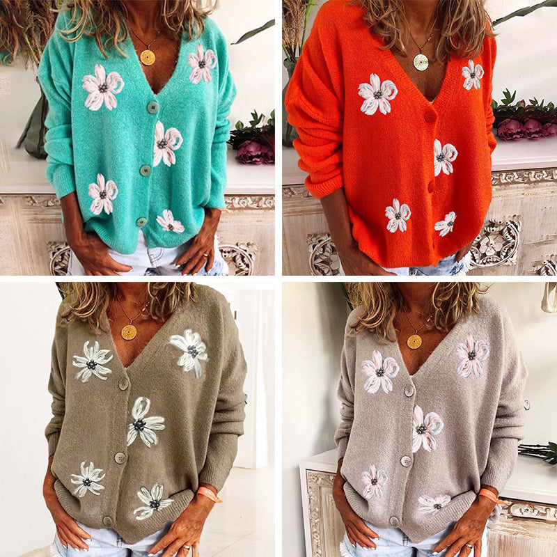 Marlena - long-sleeved cardigan floral sweater